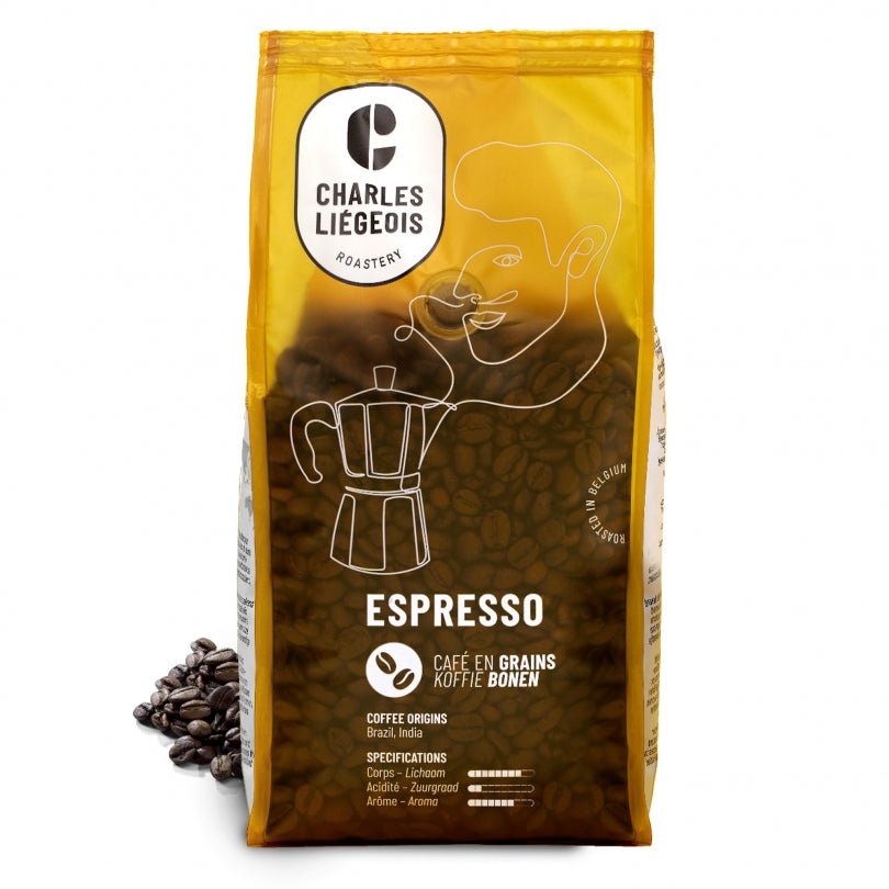 Espresso - Coffee beans - Medium Roast - Brésile / India - Charles Liégeois - Café Liégeois Canada Inc.